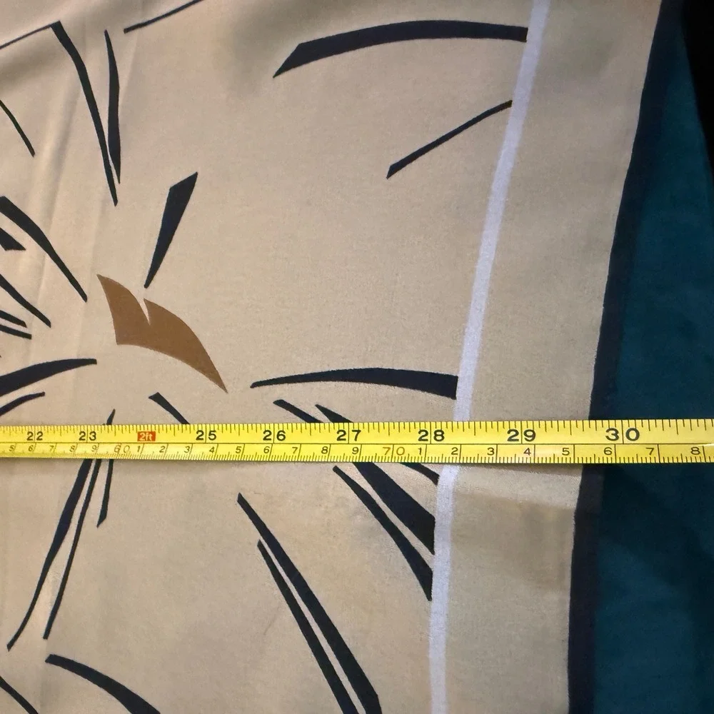 Elorian Original Vintage Italian Polyester Scarf Abstract Floral Tan Brown Black